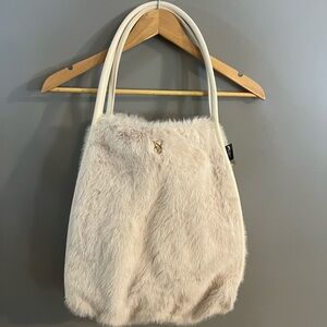 Victoria's Secret Ivory Faux Fur Tote Large Carryall Bag